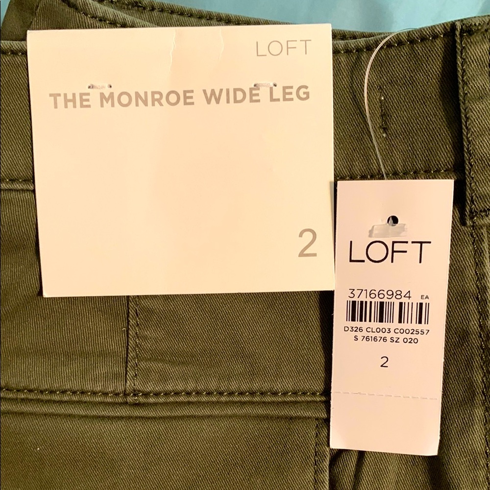 1 Pair - LOFT Monroe Wide Leg Pants - color is Evening Olive
